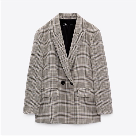 Zara Oversized Plaid Double Breasted Blazer NWOT (Part of Set) - Picture 4 of 6